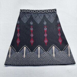 IVKO Womens Wool Skirt Size 36 (Small) A-Line Pull On Relief Motif Pattern